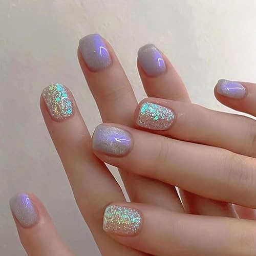 JUSTOTRY 24 Stück Aurora Nägel Zum Aufkleben Kurz,Lila Eckig Press on Nails Pattern,Glossy Gold Glitter Kunstnägel Fake Nails Mittel,French Square Fingernägel Künstliche Nägel für Frauen JUSTOTRY 24 Stück Aurora Nägel Zum Aufkleben Kurz,Lila Eckig Press on Nails Pattern,Glossy Gold Glitter Kunstnägel Fake Nails Mittel,French Square Fingernägel Künstliche Nägel für Frauen von JUSTOTRY