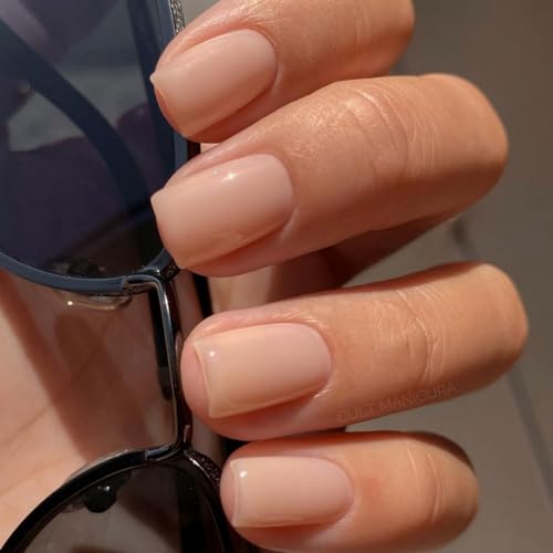 JUSTOTRY 24 Stück Nude Nägel Zum Aufkleben Kurz,Einfarbig Eckig Press on Nails Pattern,Glossy Kunstnägel Fake Nails,French Square Fingernägel Künstliche Nägel Mittel für Frauen von JUSTOTRY