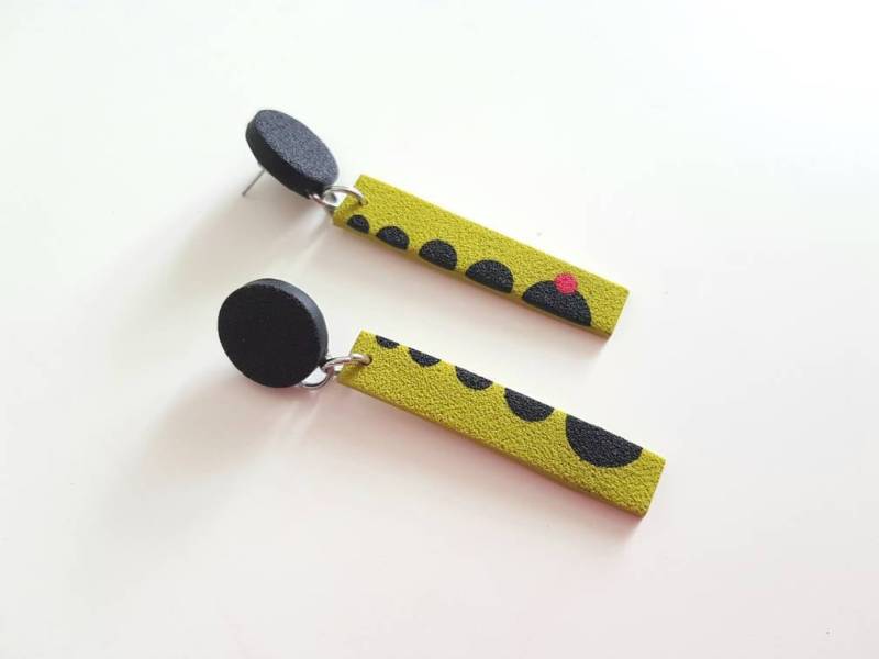 Abstrakte Ohrringe Aus Polymer Clay, Moderne Chirurgenstahl von JUSTSUbySC