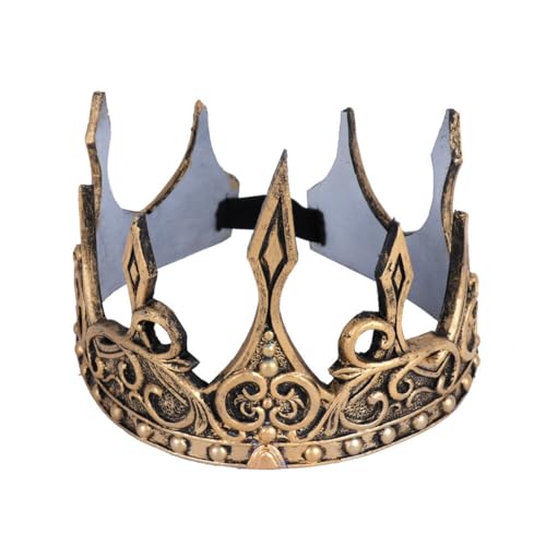 JUSTUSNX 1 Stück Mittelalterliche Königskrone Kopfschmuck Herren Krone Halloween Party Kostüm Zubehör (Gold, Einheitsgröße) von JUSTUSNX