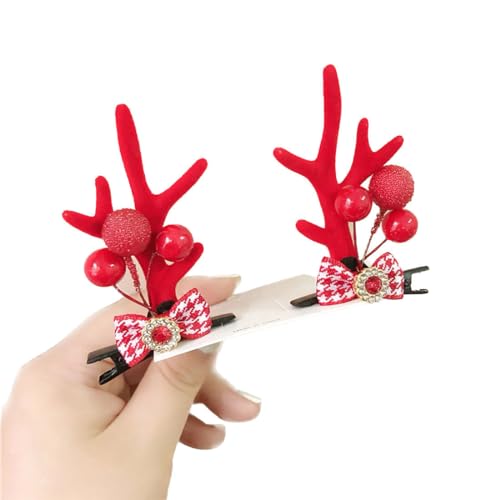 JUSTUSNX 2 Stück Christmas Hair Clips Reindeer Horns Hair Clips Elk Ear Hairpin Party Haarschmuck für Mädchen Frauen (A) von JUSTUSNX