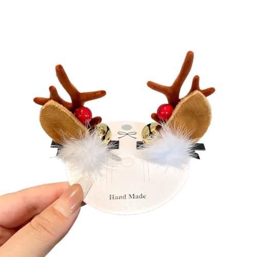 JUSTUSNX 2 Stück Christmas Hair Clips Reindeer Horns Hair Clips Elk Ear Hairpin Party Haarschmuck für Mädchen Frauen (D) von JUSTUSNX