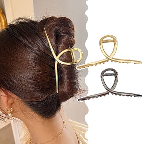 JUSTUSNX 2pcs Große Metall Haar Kralle Clips, Silber und Gold Starke Halt Haar Kiefer Clips, Hai Kralle Clips Klemme, Haar Zubehör für Frauen und Mädchen von JUSTUSNX