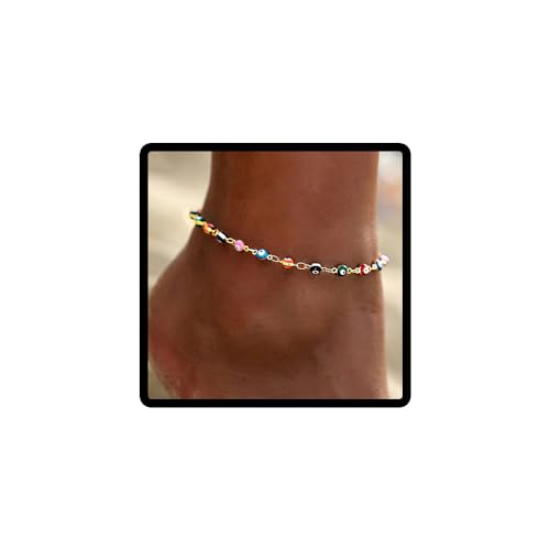 JUSTUSNX Einstellbare Knöchel Bunte Teufels Auge Knöchel Armband Strand Sommer Fuß Schmuck Kette für Frauen und Mädchen (B) von JUSTUSNX