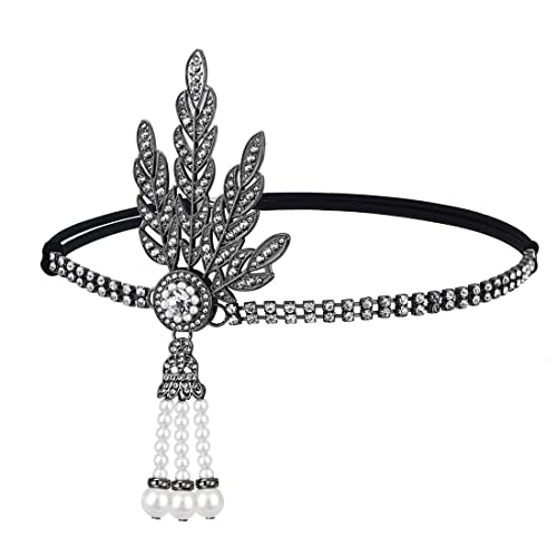 JUSTUSNX Gatsby Kristall-Stirnband der 1920er-Jahre, Flapper-Stirnband, Perlen-Strass-Stirnband, Partyzubehör für Damen und Mädchen (C) von JUSTUSNX