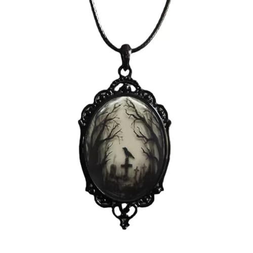 JUSTUSNX Gothic Schmuck Krähe Tiefer Wald Anhänger Halskette Halloween Kostüm Zubehör für Damen und Herren von JUSTUSNX