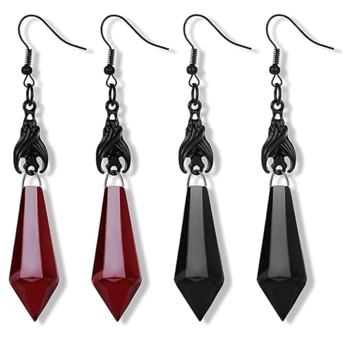 JUSTUSNX Halloween Vampir Ohrringe Schwarz und Rot Edelstein Ohrringe Gothic Schmuck Halloween Kostüm Zubehör für Frauen von JUSTUSNX