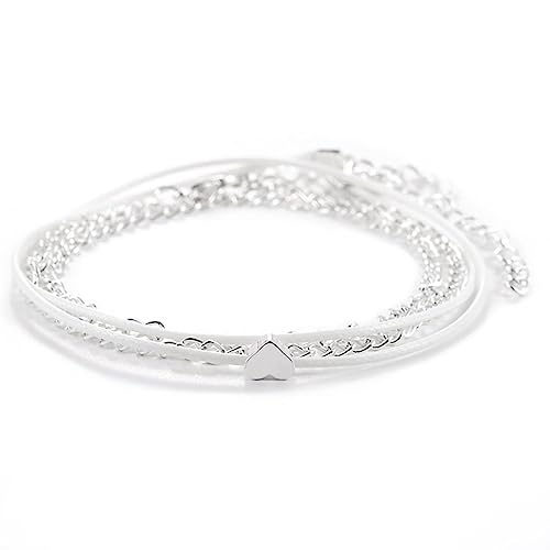 JUSTUSNX Layered Knöchel Herz Anhänger Knöchel Armband Strand Perlen Sommer Fuß Schmuck Kette für Frauen und Mädchen von JUSTUSNX