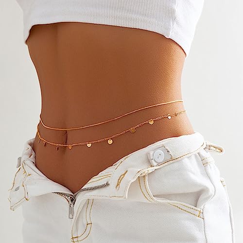 JUSTUSNX Pailletten Schlange Knochen Taille Kette Layered Bauch Kette Sexy Magen Kette Körper Schmuck Zubehör für Frauen und Mädchen (A) von JUSTUSNX