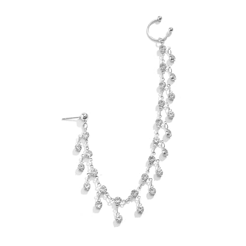 JUSTUSNX Punk Fake Nasenring Kette Strass Quaste baumelnder Nasenring Hoop Fake Nase zu Ohr Kette mit Nieten Nicht Piercing Nasenring Indischer Schmuck für Frauen Mädchen (B) von JUSTUSNX