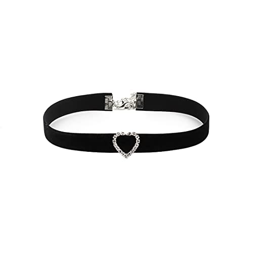 JUSTUSNX Schwarz Gothic Rund Quadratisch Herz Form Strass Choker Halskette Halloween Zubehör für Frauen und Mädchen (A) von JUSTUSNX