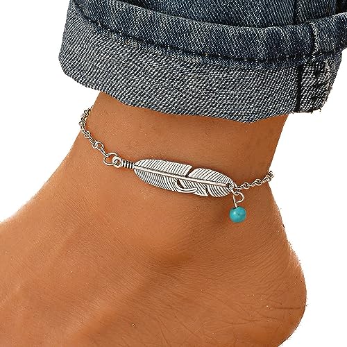 JUSTUSNX Verstellbare Knöchel Bogen Feder Knöchel Armband Strand Sommer Fuß Schmuck Kette für Frauen und Mädchen (A) von JUSTUSNX