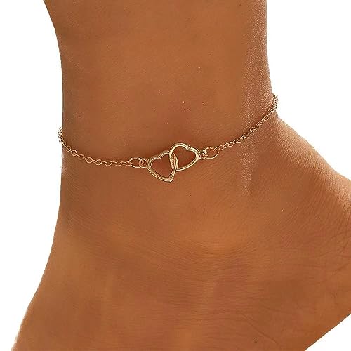 JUSTUSNX Verstellbare Knöchel Herz Knöchel Armband Strand Sommer Fuß Schmuck Kette für Frauen und Mädchen (A) von JUSTUSNX