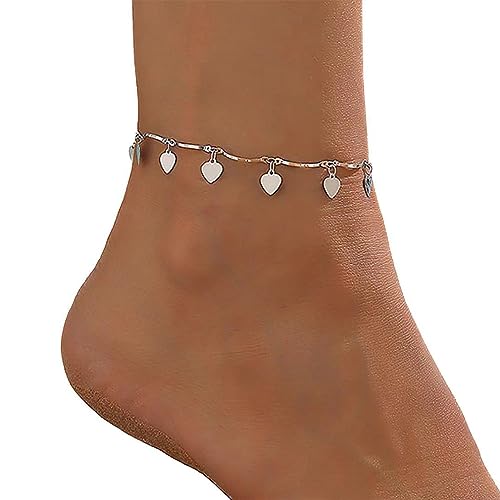 JUSTUSNX Verstellbare Knöchel Herz Knöchel Armband Strand Sommer Fuß Schmuck Kette für Frauen und Mädchen (B) von JUSTUSNX