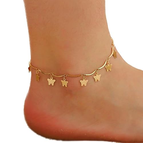 JUSTUSNX Verstellbare Knöchel Schmetterling Anhänger Knöchel Armband Strand Sommer Fuß Schmuck Kette für Frauen und Mädchen (A) von JUSTUSNX