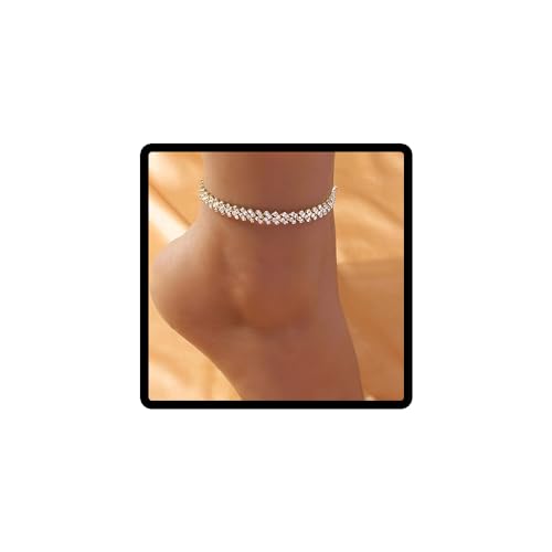 JUSTUSNX Verstellbare Knöchel Strass Knöchel Armband Strand Sommer Fuß Schmuck Kette für Frauen und Mädchen (A) von JUSTUSNX