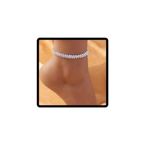 JUSTUSNX Verstellbare Knöchel Strass Knöchel Armband Strand Sommer Fuß Schmuck Kette für Frauen und Mädchen (B) von JUSTUSNX