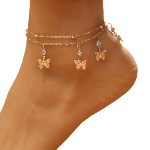 JUSTUSNX Verstellbares Fußkettchen, Gänseblümchen, Blumen, Schleife, Strass, Fußkettchen, Strand, Sommer, Fußschmuck, Kette für Frauen und Mädchen (A) von JUSTUSNX