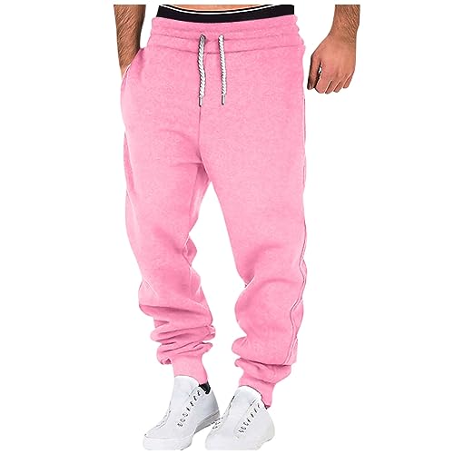 JUTOO Activewear Für Herren, Sportjogginghose Casuel-Slim Fit, Tiefen Eingriffstaschen, Tunnelzug Und Feuchtigkeitsmanagement. Joggen, Fitness, Yoga Oder Training Sweat Pants (L, Pink) von JUTOO