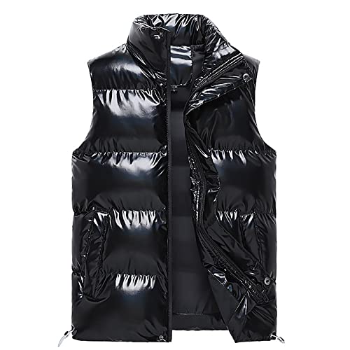 JUTOO Gilet, Herren Steppweste Winter Leichte Winddicht Zip Weste Outdoor Casual Warme Jacke Ärmellose Sweatshirt Westen Arbeitsweste Männer Schwarz Grün Herrenwesten (M, Black) von JUTOO