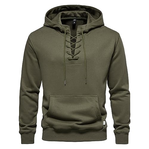 JUTOO Hoodie Herren, Kapuzenpullover Sweatshirt Kängurutaschen Einfarbig Baumwolle Hoodie Herren Zipper Mens Hoodies Hoddies Für Männer Heavy Hoodie Pullover Aesthetic Hoodie (3XL, Army Green) von JUTOO