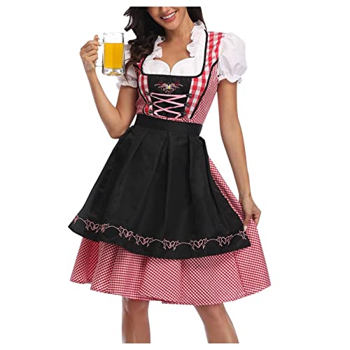 JUTOO Ihre Oktoberfest-Outfits, Dirndl Damen Midi Trachtenkleid Inkl.Dirndlkleid,Dirndlbluse,Dirndlschürze Für Besondere Anlässe Kostüm Dirndl Schwarz Dirndlkleid Outfit Cocktail (S, Schwarz) von JUTOO