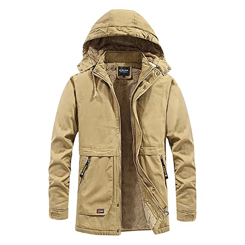 JUTOO Jacke Herren, Wasserdicht Atmungsaktiv Große Größen Regenmantel Leicht Jacke Windbreaker Mit Kapuze Fahrradjacke Funktionsjacke Outdoorjacke Übergangsjacke Regenjacke (L, Khaki) von JUTOO