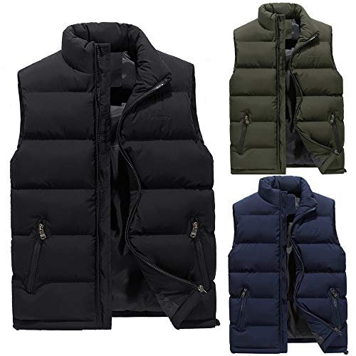 JUTOO Leichte Steppweste Herren, Mit Stehkragen, Winter Wärme Dicke Herren Weste Reißverschluss, Premium Wasserabweisend Ärmellose Outdoorjacke Softshell Anzug Men Coats Gilets (XL, Black) von JUTOO