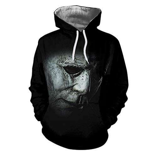 JUTOO Pullover Herren Winter, Halloween Kapuzenpullover Hoodie Sweatshirt Kängurutaschen Einfarbig Baumwolle Hoodie Backprint Kapuzenpulli Basic Hoodie Oversized Hoodie Pullover (4XL, Black) von JUTOO