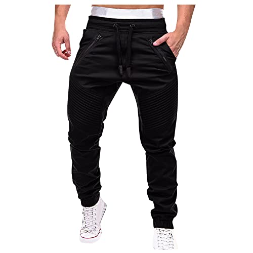 JUTOO Schwarze Cargohose Herren, Sportjogginghose Casuel-Slim Fit, Tiefen Eingriffstaschen, Tunnelzug Und Feuchtigkeitsmanagement. Für Joggen, Fitness, Yoga Oder Jeans Jogginghose (M, Schwarz) von JUTOO