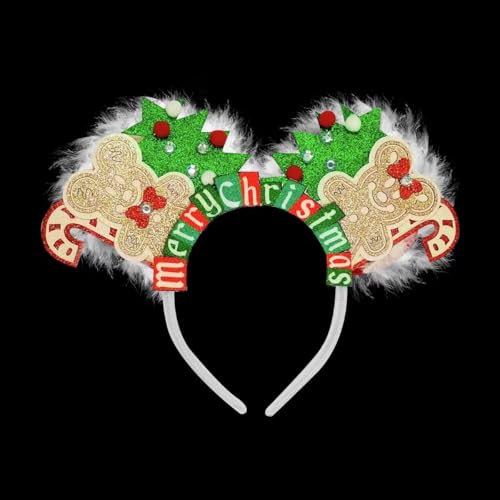 JUTTIRA Frohe Weihnachten Stirnbänder Weihnachtsbaum Haarband Lebkuchen-Kopfschmuck Schneewittchen Stirnbänder Xmas Haarreifen Rot Grün Weiß Kopf Bopper Weihnachtsmann Kopfschmuck Prinzessin von JUTTIRA