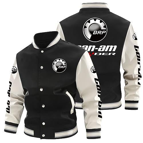 JUVENIL Collegejacke für Herren,C.a.n-a.m Klassische Oldschool Sweatjacke,Frühling Herbst Top Bomberjacke für Damen Herren-Black C||6XL von JUVENIL