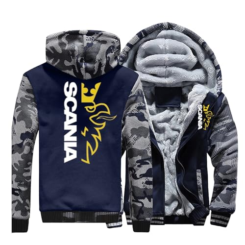 JUVENIL Fleece Herren Jacke,Sc.an.ia Fleecejacke Herren mit Kapuze,Kapuzenpullover Workerhoodie mit Gefüttertem,Sportiv Outdoor Übergangsjacke-Camouflage A||XXL von JUVENIL