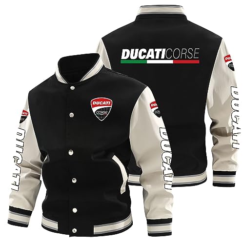 JUVENIL Varsity Jacket,DU.CA.Ti Stehkragen Baseballjacke mit Knöpfen,Frauen Übergangsjacke Sweatshirt für Herbst Frühling-Black B||L von JUVENIL