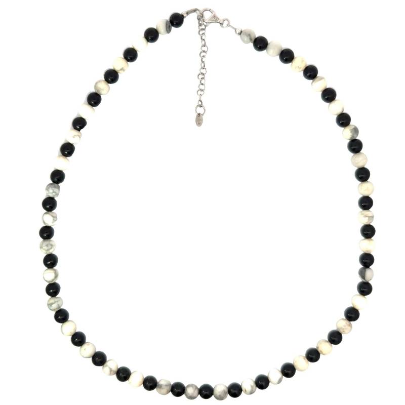 Schwarzer Onyx - Howlith Halskette L 50 cm in Silber 925 von JUWEL1DE
