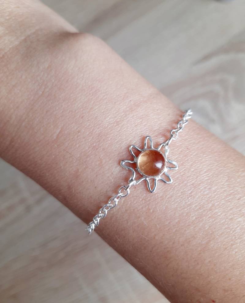 Citrin Armband 925Er Silber Mit Edelweissblume Aus Citrin, Stein Gelb von JUWELUNDCHARME