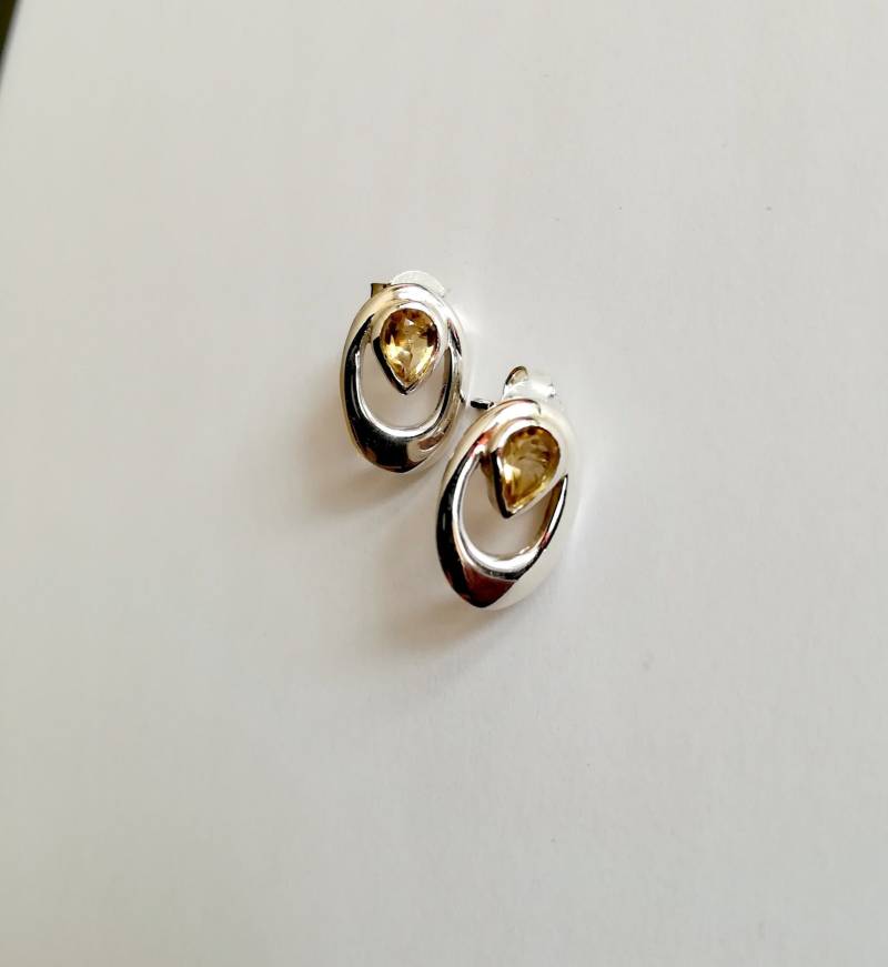 Citrin Ohrstecker Silber 925 Gelber Edelstein von JUWELUNDCHARME