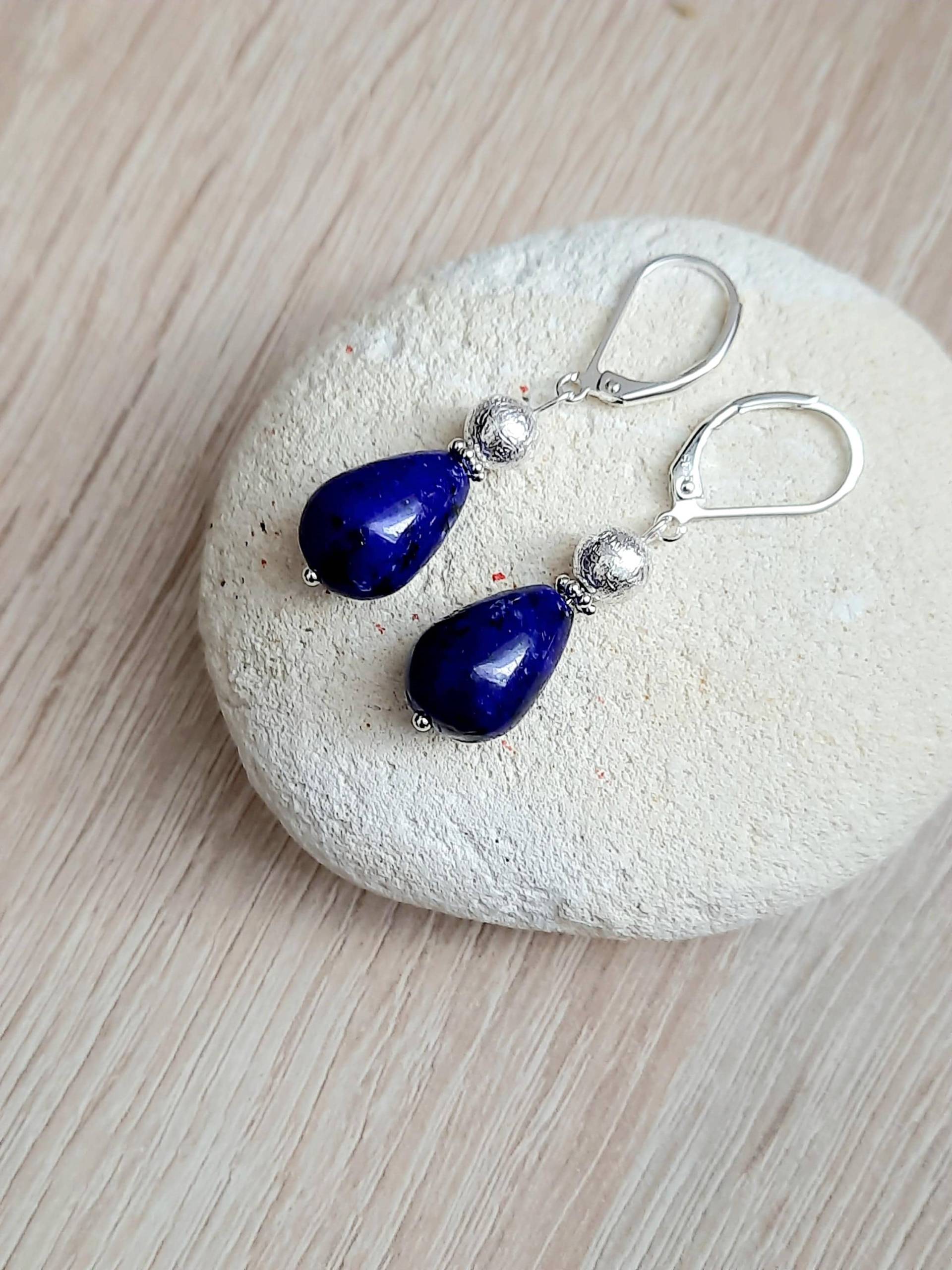 Lapislazuli Ohrringe 925Er Silber Mit Blauem Stein. Geschenk Für Muttertag von JuwelSanti