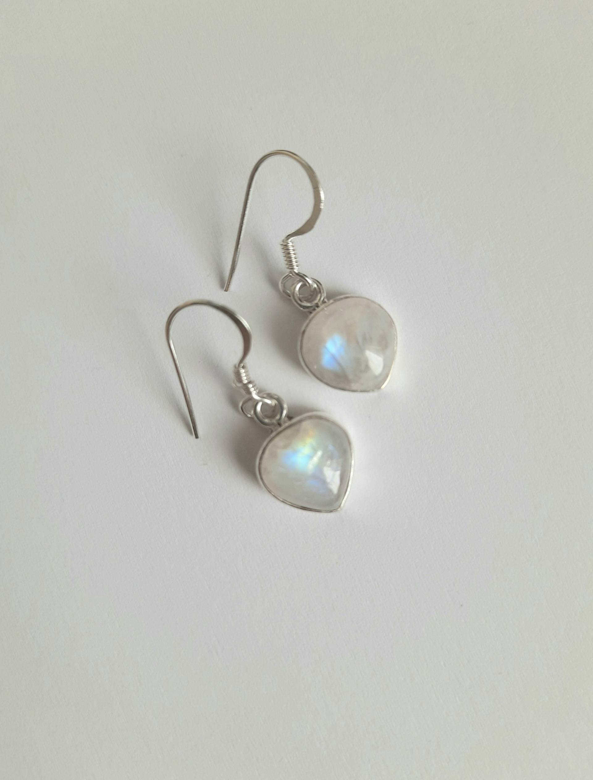 Mondstein Ohrringe 925Er Silber , Herz Edelstein von JUWELUNDCHARME