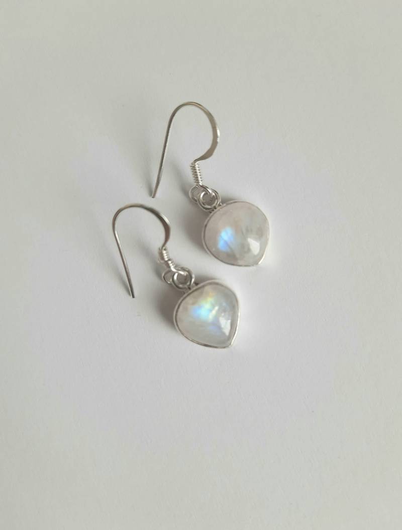 Mondstein Ohrringe 925Er Silber , Herz Edelstein von JUWELUNDCHARME