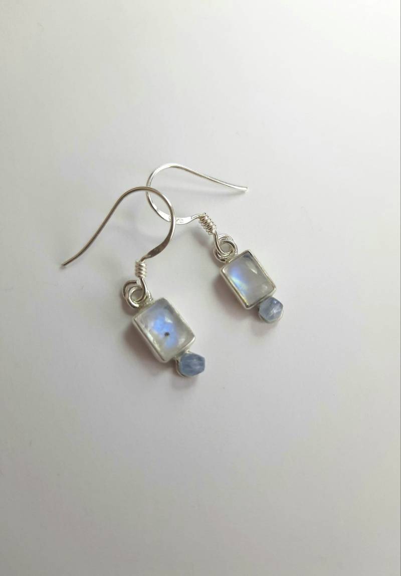 Mondstein Ohrringe Silber 925 Rechtangle Form. Personalisierte von JUWELUNDCHARME