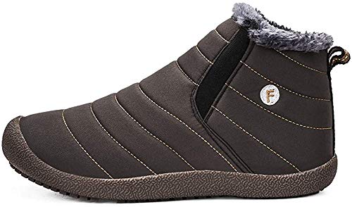 JUXINCHI Warm Gefüttert Boots Wasserdicht Stiefel Winterschuhe Winterstiefel Kurzschaft Schneestiefel Outdoor Schlupfstiefel für Herren Damen High Top Gray 38 EU von JUXINCHI