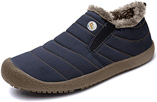 JUXINCHI Unisex pelz gefütterte winterknöchel kurzes boot slip on snow boot warm-veloursleder bootie blau2 42 us von JUXINCHI