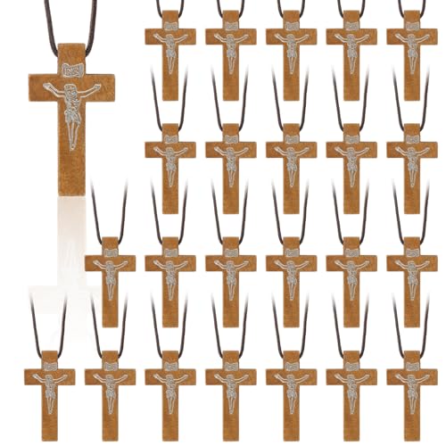 JUXINGDAZYF Natürliche Holz-Kreuz-Halskette für Männer und Frauen, Kruzifix-Halskette für Männer und Frauen, kleine Kreuze aus Holz, Geschenke für Bibelvers, Ostern, Partygeschenk, Kreuz für von JUXINGDAZYF