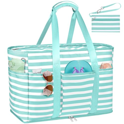 JUYANO Große Strandtasche XXL Familie mit Reißverschluss, Wasserdicht Badetasche XXL Familie Reisetasch Beach Tote Bag Shopper Damen für Strand Pool Fitnessstudio Reisen 45L von JUYANO