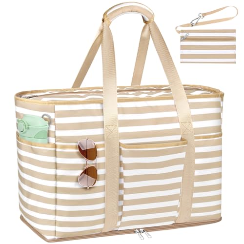 JUYANO Große Strandtasche XXL Familie mit Reißverschluss, Wasserdicht Badetasche XXL Familie Reisetasch Beach Tote Bag Shopper Damen für Strand Pool Fitnessstudio Reisen 45L von JUYANO