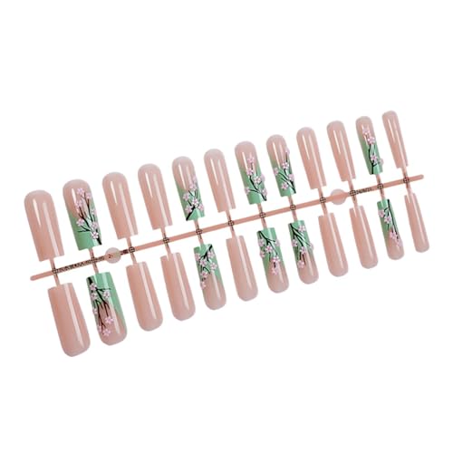 24 Stück lange, quadratische Nägel zum Aufdrücken, Blumen-Acryl, zum Aufkleben für Frauen, die eine einzigartige Maniküre suchen, zum Aufkleben auf Nägel von JUYAXIN