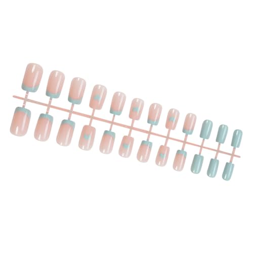 24 Stück quadratische Form Katzenauge French Tip Drücken Sie auf Nägel mit Herzaufdruck, einfach anzubringen, Maniküre, Kunstnägel für Frauen, Geschenk, tägliches Tragen, falsche Nägel von JUYAXIN