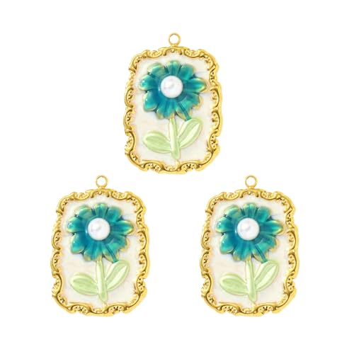 JUYAXIN 3 Stück Edelstahl Blumen-Farbverlauf Anhänger Handwerk Schmuck Bastelbedarf für Halskette Ohrringe Zubehör Stabiler Farbverlauf Blumen-Anhänger-Set, Einheitsgröße, Wie beschrieben, Wie von JUYAXIN