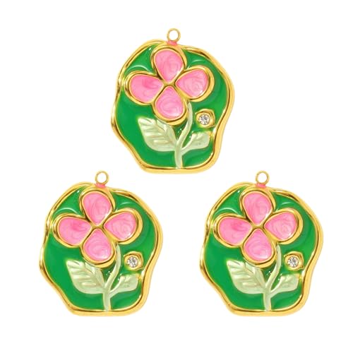 JUYAXIN 3 Stück Edelstahl Blumen-Farbverlauf Anhänger Handwerk Schmuck Bastelbedarf für Halskette Ohrringe Zubehör Stabiler Farbverlauf Blumen-Anhänger-Set, Einheitsgröße, Wie beschrieben, Wie von JUYAXIN